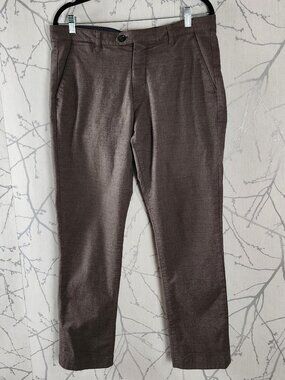 Ted Baker London Tan Brown Cotton Blend Slim Fit Trousers